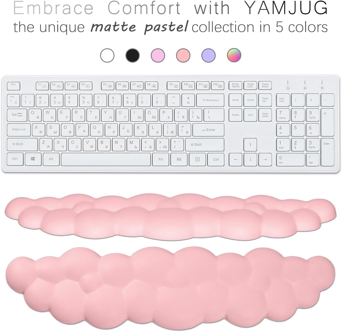 Cloud Wrist Rest Keyboard Palm Rest with Non-Slip Base for Computer Gaming Wrist Rest, YAMJUG Cloud Arm Rest Keyboard Wrist Pad Rainbow