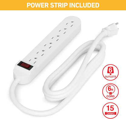 D-Line Cable Management Box, Power Strip Holder, Floor Outlet Hider, Desk Cord Organizer, Cover TV Wires, 12.75" (L) x 5" (W) x 4.5" (H), for use with Power Strips up to 10.5in Length - Small, White