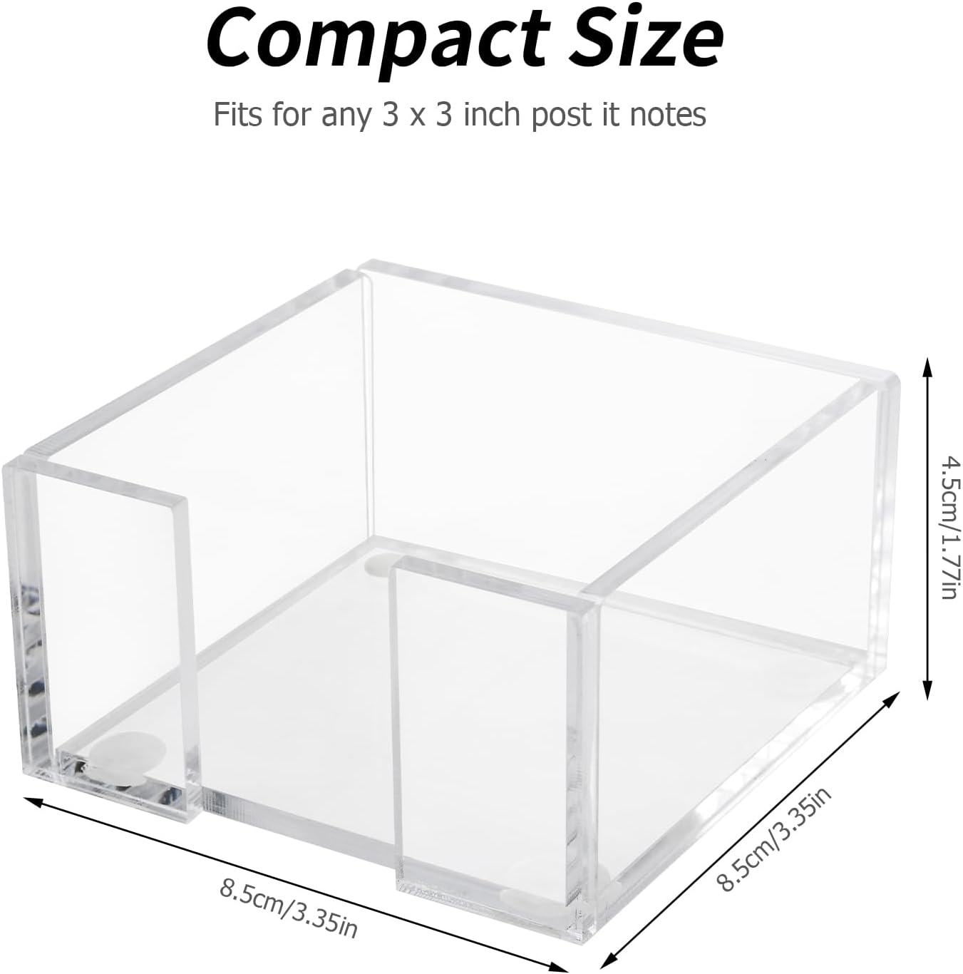 Acrylic Sticky Note Holder, 3 x 3 Crystal Clear Acrylic Notepad Holder Sticky Note Dispenser for Dorm Room and Office Desk Organizer