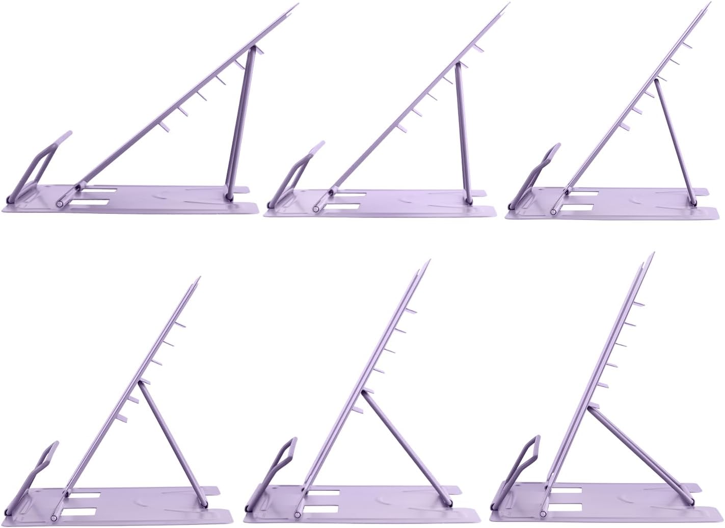 Honagu Metal Desk Book Holder, Hands Free Adjustable Cookbook & Document Holder, Portable Bookstand for Music Books, Textbooks, Recipes, Tablets & iPads (Purple)