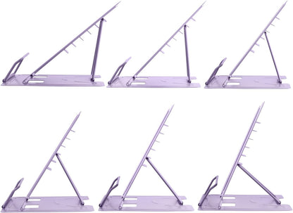 Honagu Metal Desk Book Holder, Hands Free Adjustable Cookbook & Document Holder, Portable Bookstand for Music Books, Textbooks, Recipes, Tablets & iPads (Purple)