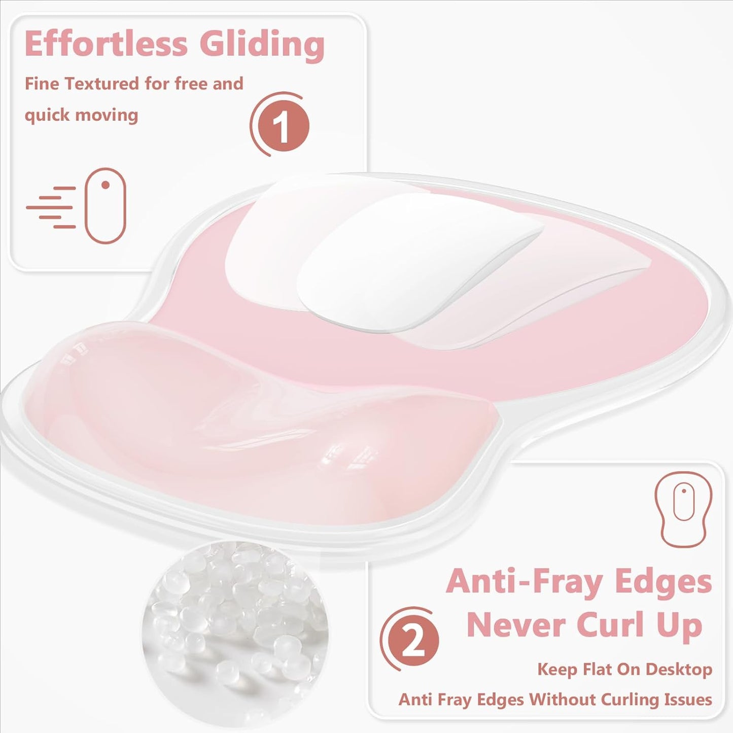 AKIT Ergonomic Mouse Pad with Wrist Rest& Keyboard Wrist Rest, Wrist Rest for Computer Keyboard, Pain Relief, Non-Slip Gel Base, Mousepad Wrist Support for Gaming, Office, Waterdrop Shaped Pink