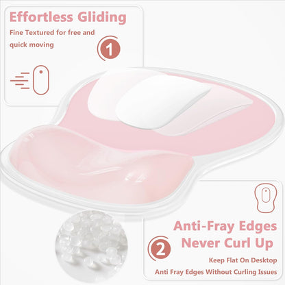 AKIT Ergonomic Mouse Pad with Wrist Rest& Keyboard Wrist Rest, Wrist Rest for Computer Keyboard, Pain Relief, Non-Slip Gel Base, Mousepad Wrist Support for Gaming, Office, Waterdrop Shaped Pink