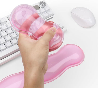 Gel Cloud Keyboard and Mouse Wrist Rest, Cute Wrist Support and Arm Support Keyboard Rest for Keyboard and Mouse Typing Pain Relief，Suitable for Office/Computer/Laptop/Gaming (Pink)