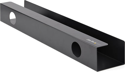 StarTech.com Under Desk Cable Management Tray - Office/Standing Desk Cable Tray Organizer - Desk/Table Mount Holder for Cords/Wire/Power Strip - Computer Cable Manager - 23-1/2"L x 4-1/2"D (UDCMTRAY)