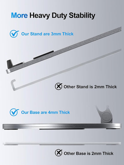YICOSUN Adjustable Laptop Stand for Desk - 360° Rotating Ergonomic Riser with Aluminum Cooling Vents & Sturdy Construction for 10-16 Inch MacBook Pro/Air, Foldable Portable for Office & Home - Gray