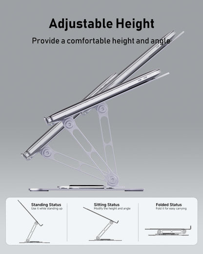 Laptop Stand for Desk, Adjustable Laptop Stand Swivel Computer Riser 360 Rotation Base, Portable Ergonomic Laptop Holder for Office Home Fits MacBook Air Pro, Dell, HP (10"-17.3") - Silver