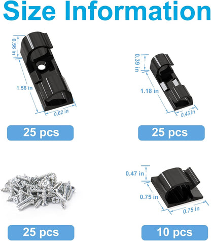 Adhesive Cable Clips Clear (40PCS, M), Upgraded Wire Holders for Wall, Strong Cord Organizer Under Desk, Car, PC, Christmas Light Indoor/Outdoor