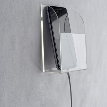 VANCORE Clear Wall Mounted Charging Phone Holder Smart Phone Station TV Remote Control Holder Wall Box (3 Holes)