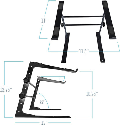 AXA AXCESSABLES DJ Laptop Stand with Travel Bag | Portable Foldable Aluminum Laptop Stand for Laptops up to 15 inches and 20lbs | No Assembly Required, Includes Carrying Bag