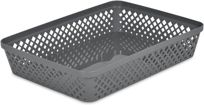 Glad Plastic Storage Basket Set - Multipurpose Drawer Trays, Kitchen Pantry Containers, and Bathroom Bins - 6 Pack Medium Organizers, Grey