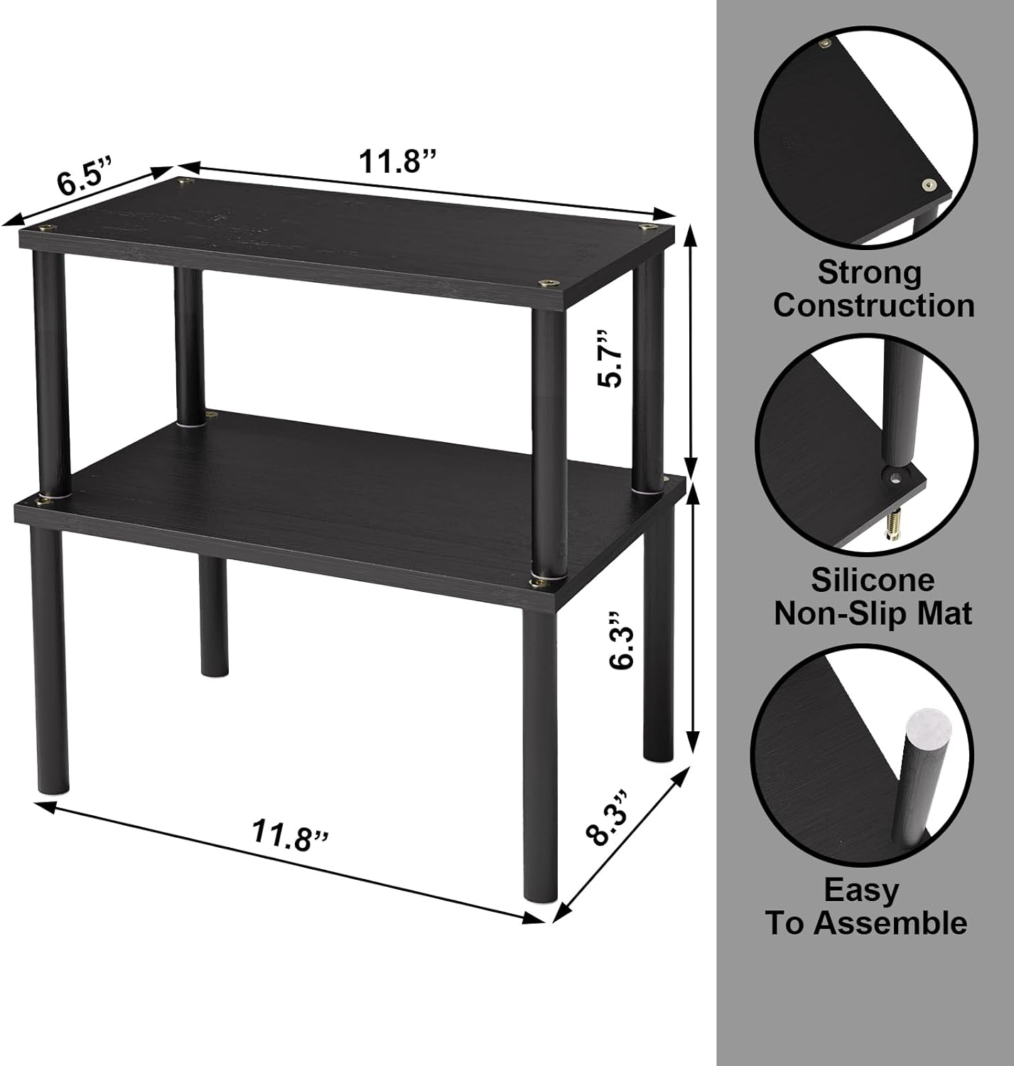 VERTORGAN Cabinet Organizer Shelf(Set of 2),Kitchen Counter Shelves,Bamboo Stackable Expandable Spice Rack Countertop(Medium)