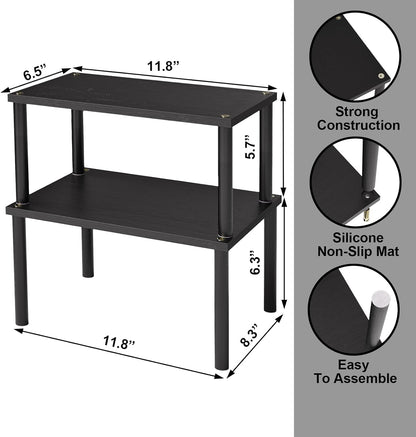 VERTORGAN Cabinet Organizer Shelf(Set of 2),Kitchen Counter Shelves,Bamboo Stackable Expandable Spice Rack Countertop(Medium)