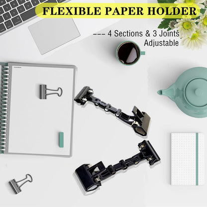 Adjustable Document Holder for Typing, Rotatable Paper Copy Holder Clip,Handy Artist Supplies Clamp,Computer Typing Proofing Folder(2 Packs)