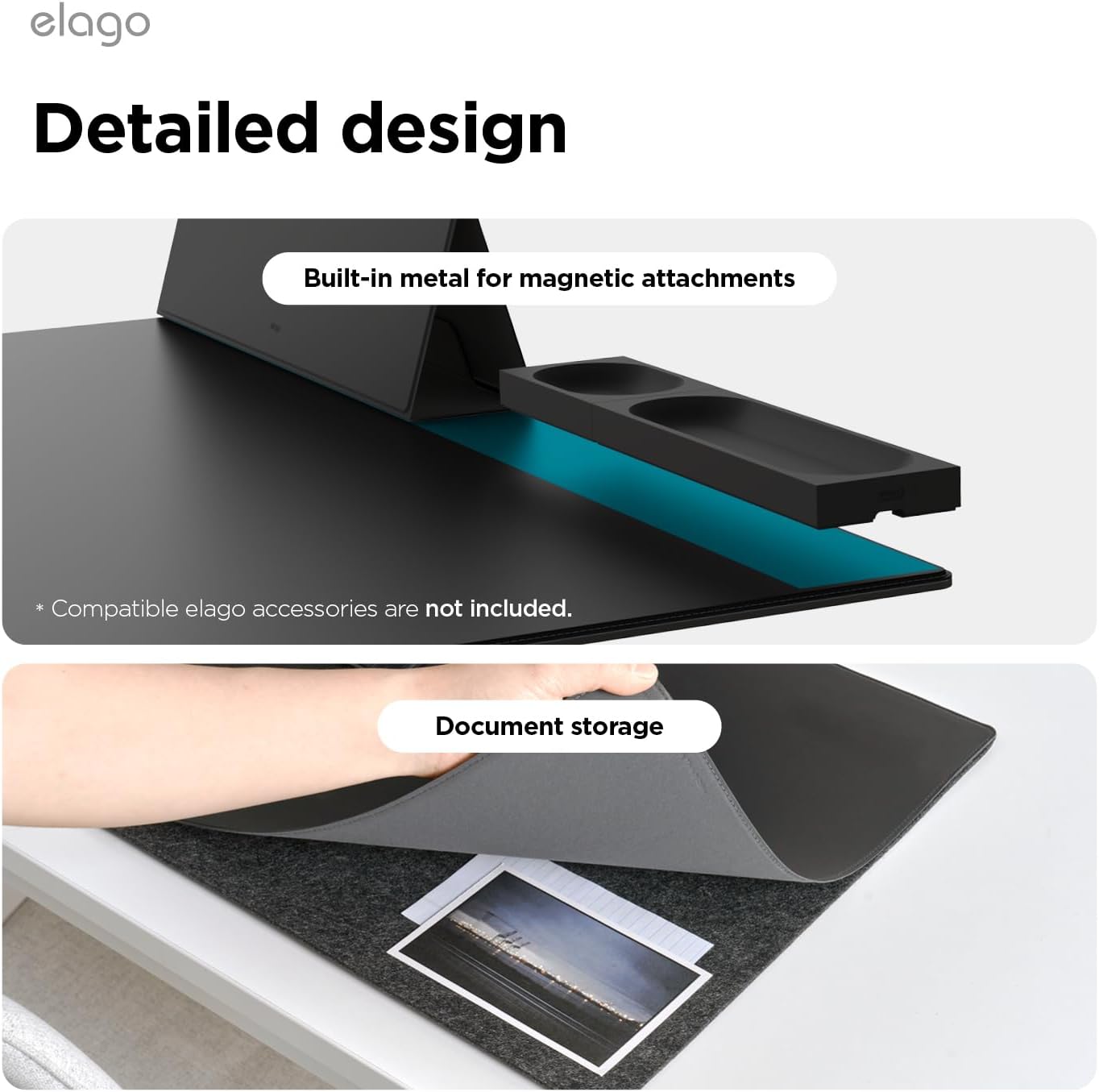elago Smart Magnetic Desk Mat Compatible with All Magnetic Products -Paper Protector, Mouse Pad, Laptop, Non-Slip Top, Premium Waterproof Writing Pad for Office and Home (Stone [Large]