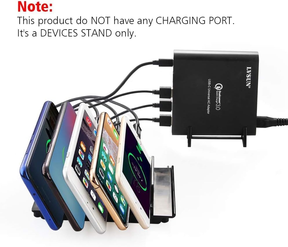 Adjustable Phone Stand Holder Dock Mobile Phone Tablet Organizer Multi Device Universal Desktop Stand Rack for iPhone Samsung Kindle Fire Tablet and Most Electronics Devices-No Charging Port (S-Black)