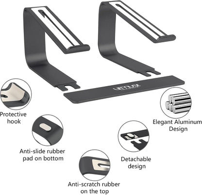 Urmust Adjustable Laptop Stand for Desk Aluminum Computer Stand for Laptop Riser Holder Notebook Stand Compatible with MacBook Air Pro Ultrabook All Laptops 11-17 inch (Black)