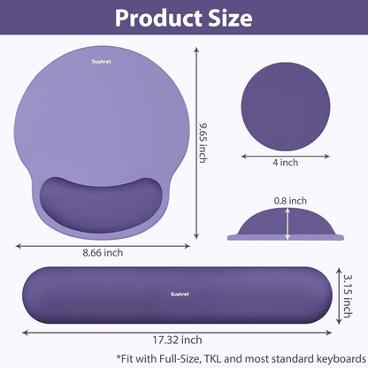 Sushret Mouse Pad and Keyboard Wrist Rest, 3-in-1 Gel Memory Foam Ergonomic Mouse Pad with Wrist Rest Set,Gaming Mousepad Arm Cushion Support for Computer Office Desk Accessories Cute Setup,Sage Green
