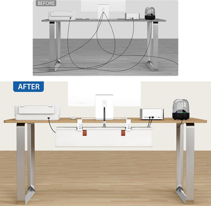Zilink No Drill Under Desk Cable Management Tray 30" Cord Organizer for Table Clamp/Screw Mount Desk Cable Management Sturdy Waterproof Fabric Cord Hiders for Office, Home