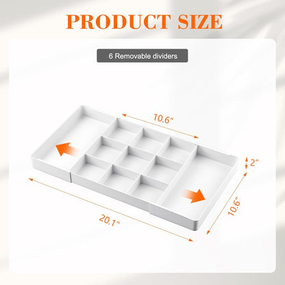 Briwooody 1 Pcs Large Expandable Acrylic Drawer Organizers, Grid Adjustable Drawer, Dividers Organizer for Desk, Makeup, Jewelry, Office, Kitchen Supplies (Clear,5 Compartments)