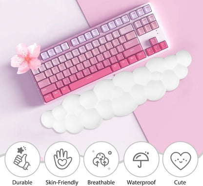 JIKIOU Upgrade Leather Cloud Keyboard Wrist Rest, Cloud Wrist Rest with Non-Slip PU Base, Comfortable Memory Foam Wrist Rest for Computer Laptop Mac Gaming Office and Pain Relief Christmas Wish Gift