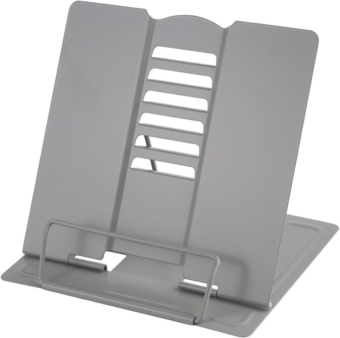 Blizzow Desk Book Stand Holder - Hands Free, Adjustable Metal Stand, Foldable Portable for Cookbook, Recipe, Tablet, Music, Documents (Grey)