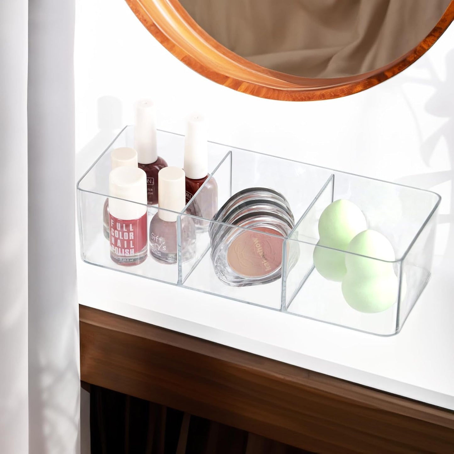 ZEXALOR Clear Drawer Organizer, 6 Sections Eyeglass Sunglasses Organizer Holder, Drawer Dividers Office Desk Tray Bathroom Makeup Jewelry Trays (14×7×1.2")