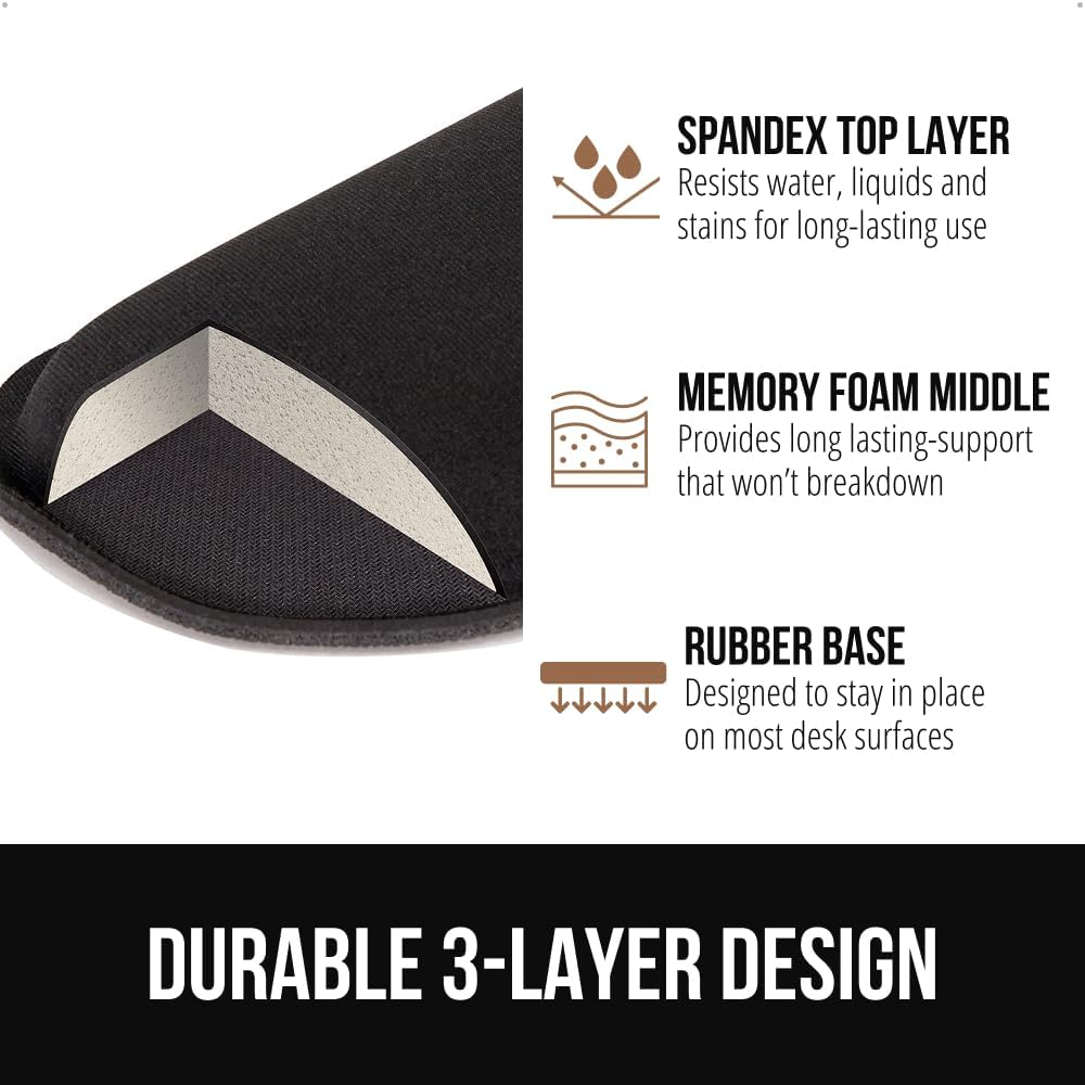 GORILLA GRIP Silky Memory Foam Wrist Rest for Computer Keyboard, Mouse, Ergonomic Design for Typing Pain Relief, Desk Pads Support Hand and Arm, Mousepad Rests, Stain Resistant, 2 Piece Pad, Black