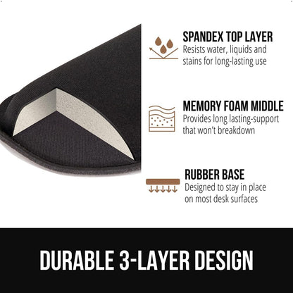 GORILLA GRIP Silky Memory Foam Wrist Rest for Computer Keyboard, Mouse, Ergonomic Design for Typing Pain Relief, Desk Pads Support Hand and Arm, Mousepad Rests, Stain Resistant, 2 Piece Pad, Black