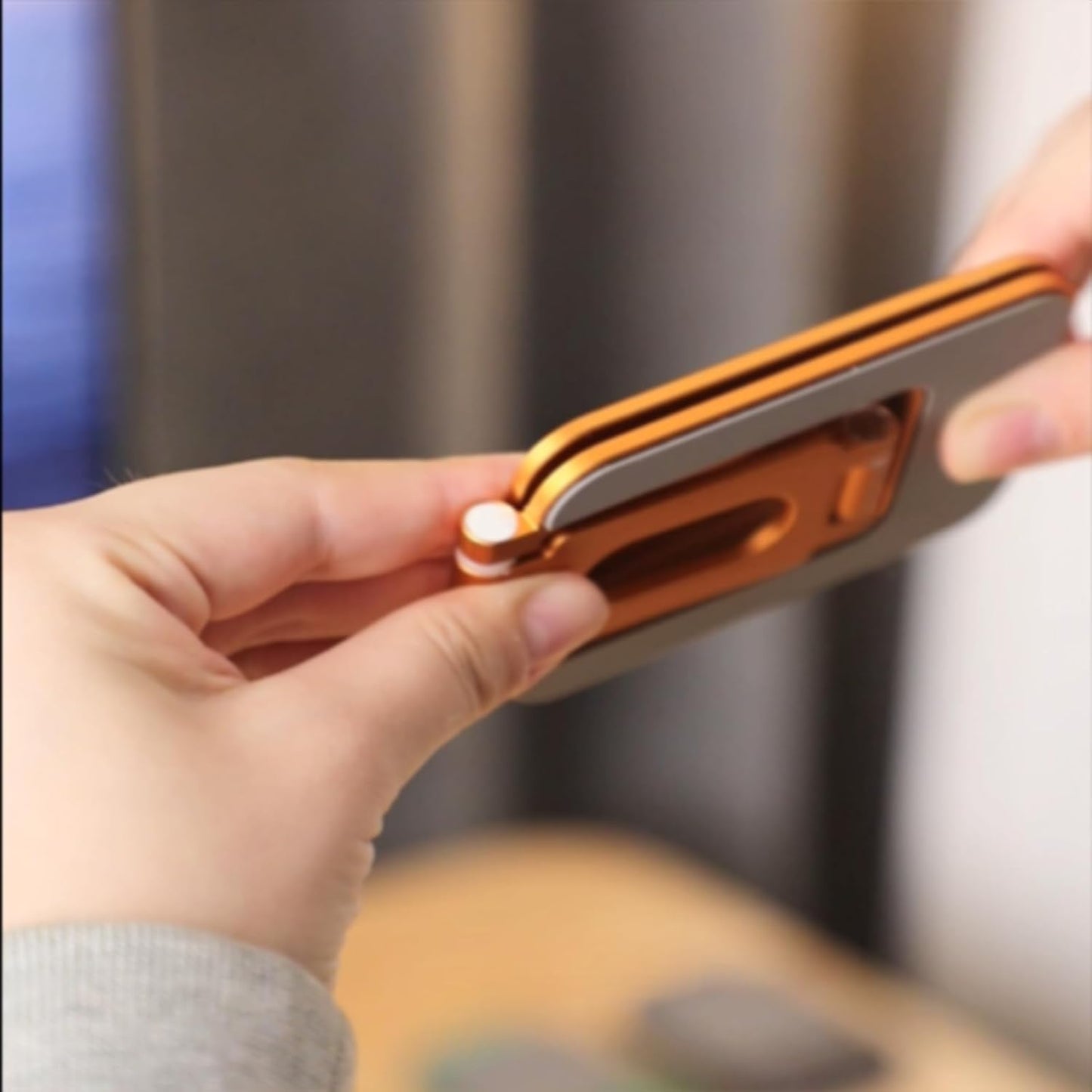 Foldable Phone Stand, Compact Aluminum Mini Cell Phone Holder for Desk,Desktop Portable & Adjustable Folding Metal Tablet Stand for iPad mini,Tablet and Cellphone