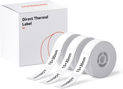 NIIMBOT White Cable Label Maker Tape for D11/D110/D101 Label Maker, 12.5 x 109 mm (0.49'' x 4.29''), 3 Rolls, Thermal Label for Home Office Labeling Tape Replacement