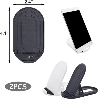Cell Phone Stand，2Pack Portable Foldable Desktop Cell Phone Holder, Adjustable Universal Multi-Angle Cradle Stands for Tablet iPad iPhone 15 14 13 12 11 X/xr/xs max Samsung Galaxy, Black and White