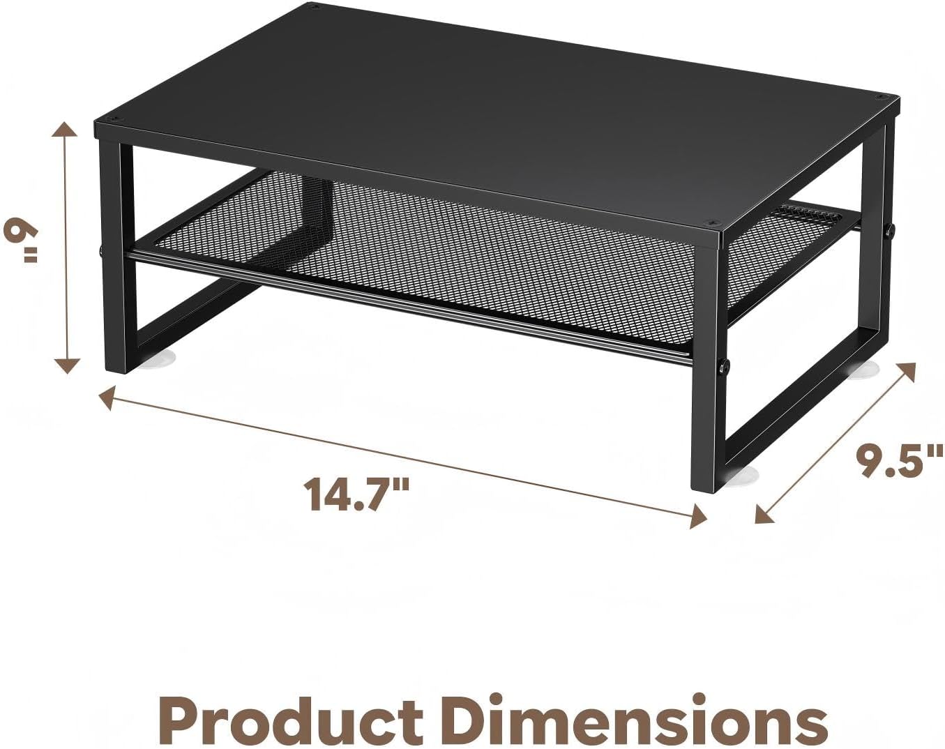 Ekisemio 2-Tier Computer Monitor Stand Riser, Desk Organizer for Monitor, Black