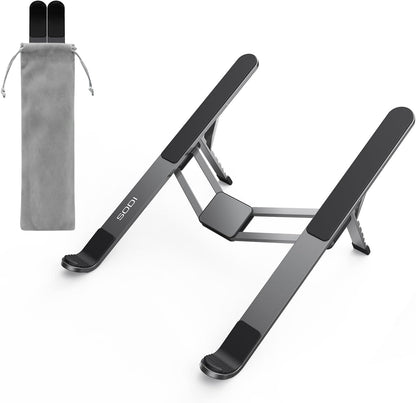 SODI [Ultra Compact] Foldable & Portable Laptop Stand for Desk, Lightweight Tablet Stand for Business Travel, Library, Cafe, 6 Level Height Ergonomic Aluminum Computer Holder for 10-16" Laptops