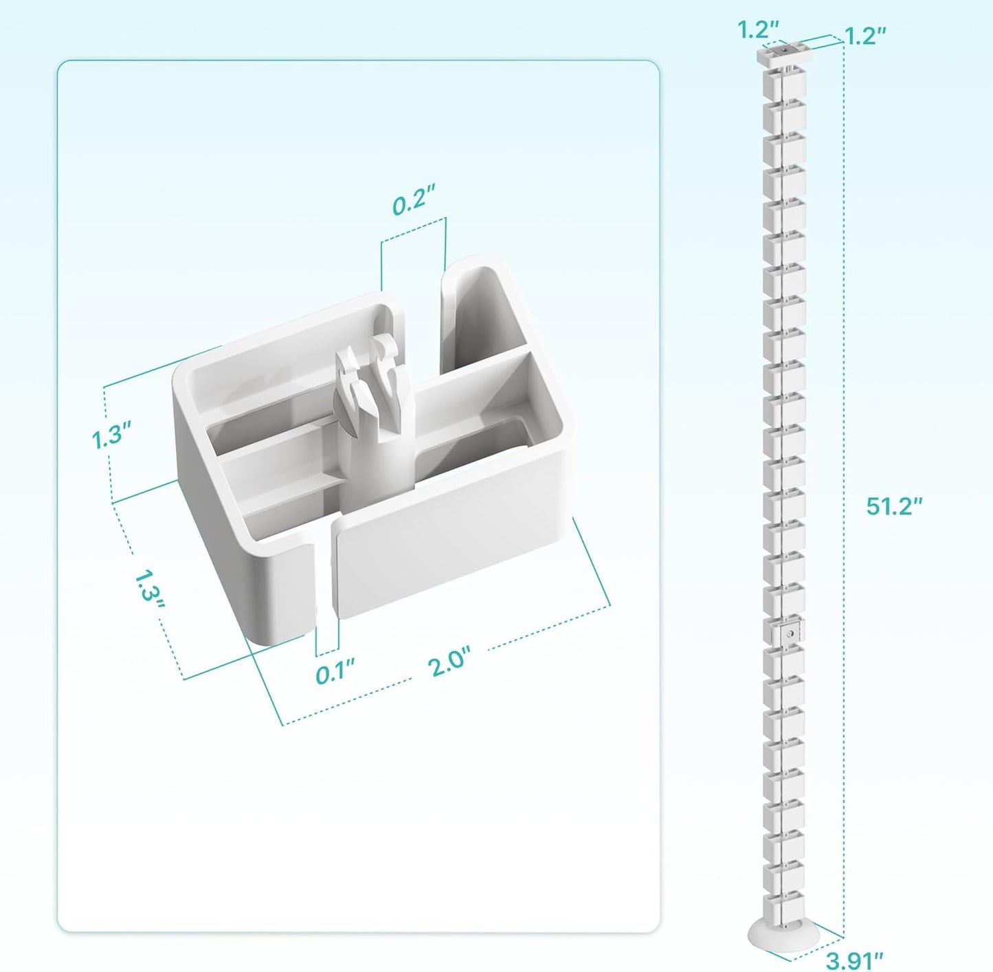 PEGZONE Under Desk Cable Management Spine – Flexible Cable Snake Organizer for Standing Desk, Tool-Free Magnetic Vertebrae Wire Management for 0.4"-2" Table, White
