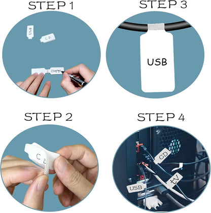 60 Pieces Cable Labels & Reusable Hook and Loop Fastening Ties Set - 30 Pieces Cord or Wire Labels & 30 Pieces Labels for Electronic Cords, Home & Office Cord Management