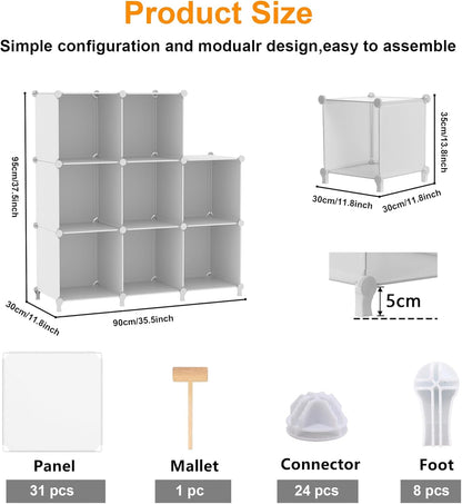 AWTATOS Cube Storage Organizer, 16 Cube Closet Organizer, Stackable Storage Cube Shelves, DIY Portable Closet Clothes Organizer Shelving for Bedroom, Closet, Wardrobe, Bathroom, White