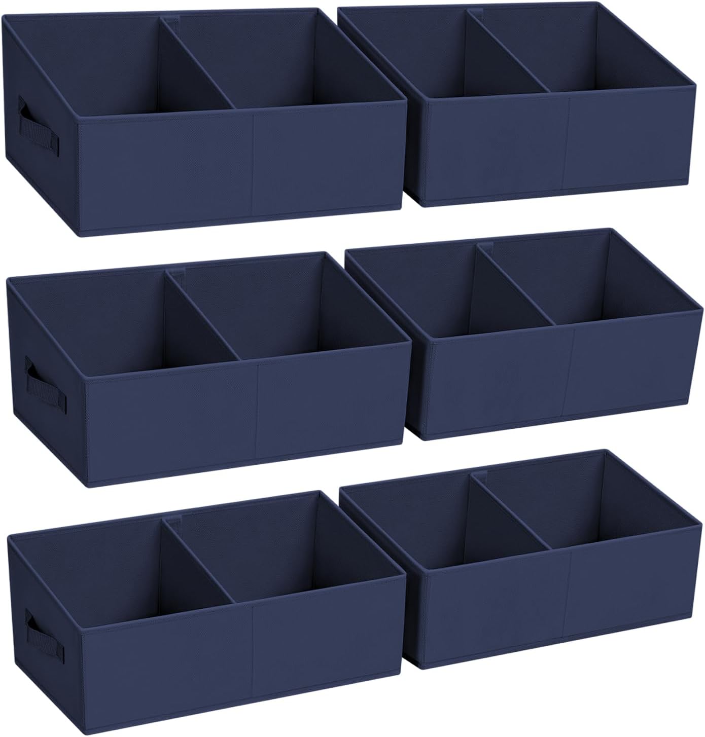 DIMJ Closet Storage Bins, 6 Pack Storage Baskets for Shelves, Foldable Closet Organizer with Handle, Linen Closet Organizers and Storage for Clothes, Toys, Towel, Books (Black)