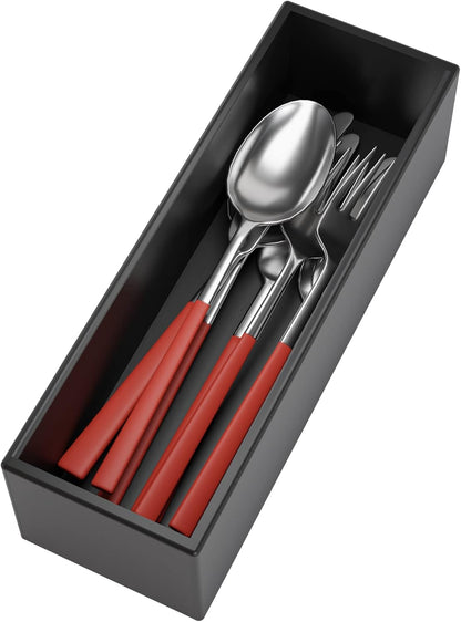 Black Bamboo Drawer Organizer - Silverware&Utensil Holder Organizer for Kitchen Drawers, Multi-Use Drawer Dividers Boxes for Bathroom Counter，Cabinet, Garage, Office Desk, Makeup, Jewelry (12"3"2.5")