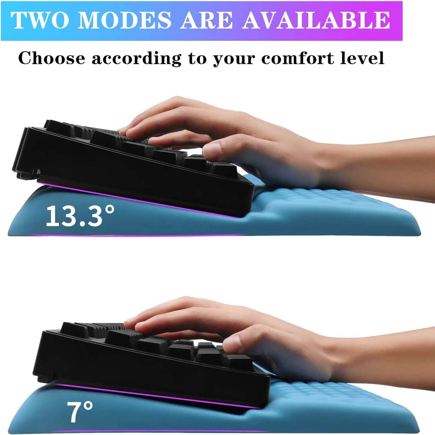 Computer Keyboard Stand with Wrist Rest, Ergonomic Tilted Keyboard Holder - Keyboard Riser with Wrist Pad - Keyboard Tray Support for Office Home - Black