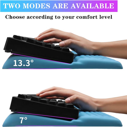 Computer Keyboard Stand with Wrist Rest, Ergonomic Tilted Keyboard Holder - Keyboard Riser with Wrist Pad - Keyboard Tray Support for Office Home - Black