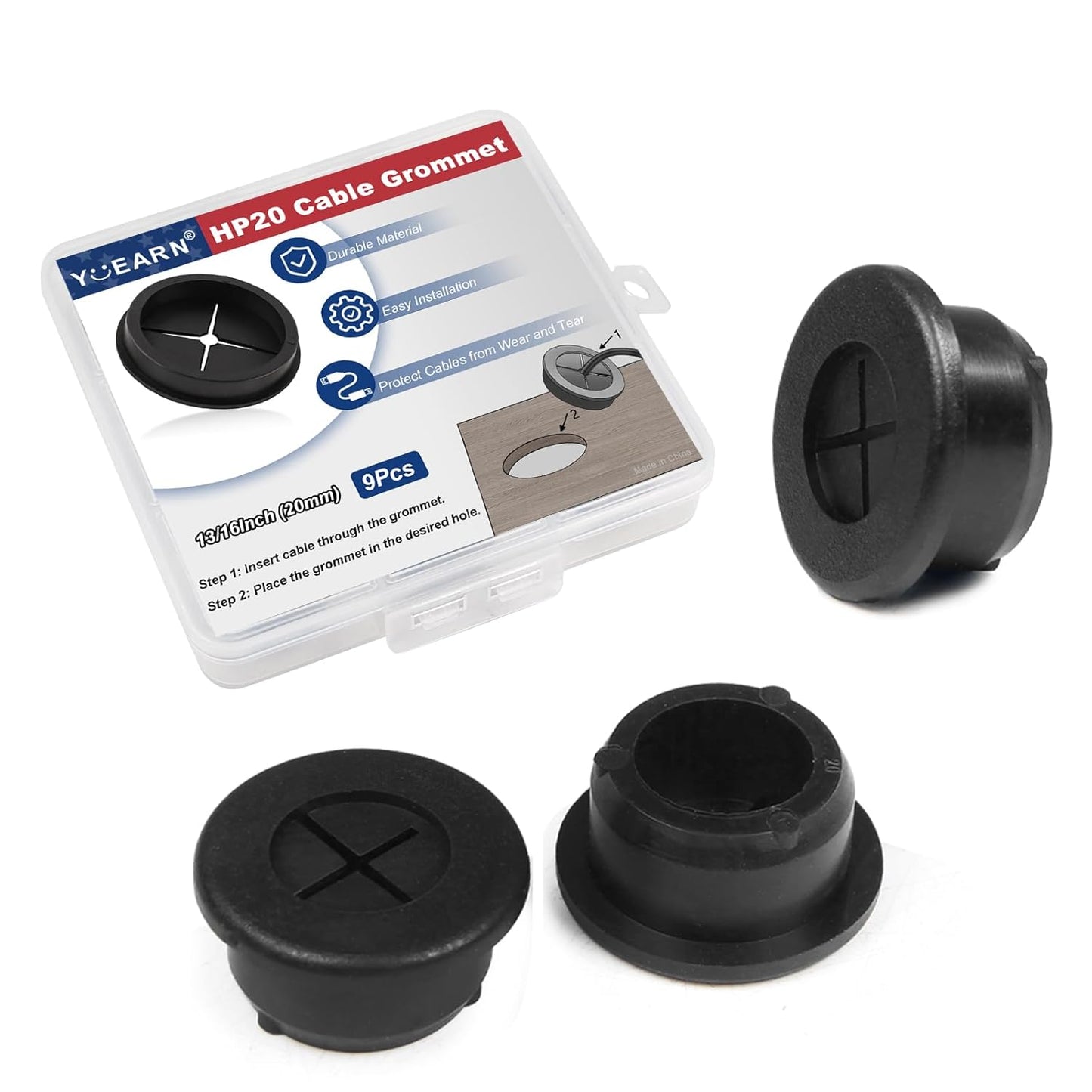 1 Inch Cable Grommet (25mm) – 12 Pcs Flexible Rubber Wire Hole Covers for Server Racks, Network Boxes, Thick Cable Management (Black)