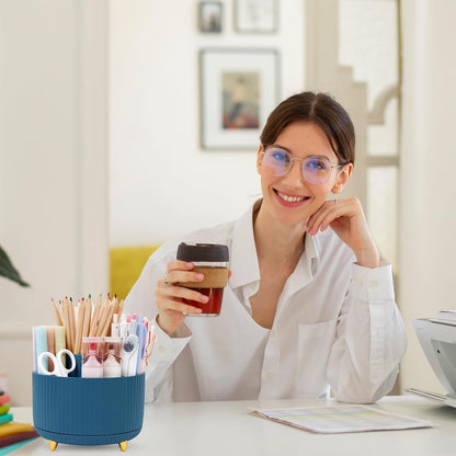 SKYDUE 360 Rotating Multipurpose Organizer - Cute Rotating Pen Holder with 5 Slots for Art Supplies, Office, School, Home