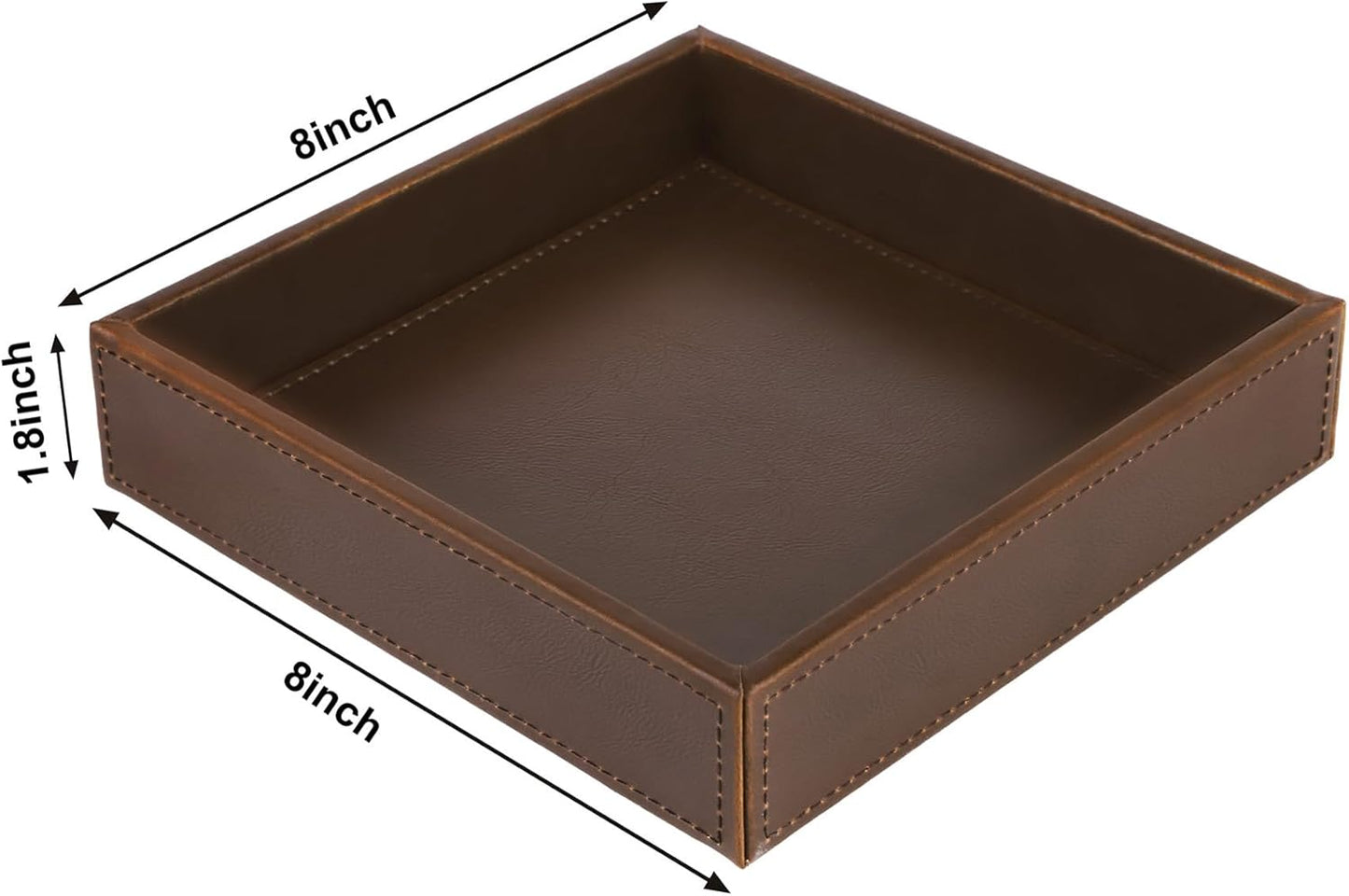 HofferRuffer Faux Leather Vanity Tray, Elegant Desktop Storage Organizer, Decorative Catchall for Perfume, Bathroom Valet, Nightstand or Dresser, Black, 10.2 x 8.4 x 1.8 Inches