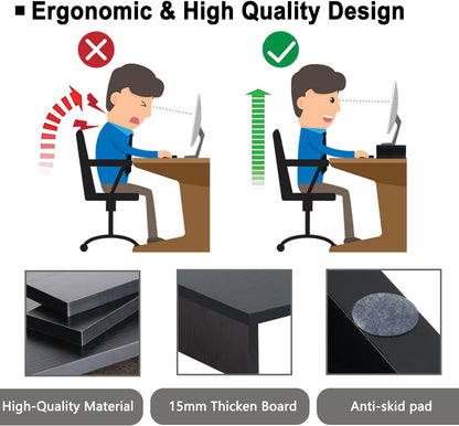 TEAMIX 20 inch White Monitor Stand Riser, Wood Desktop Stand for PC/TV/Laptop/Printer, White Monitor Riser with Storage, Computer Stand with Keyboard Organizer
