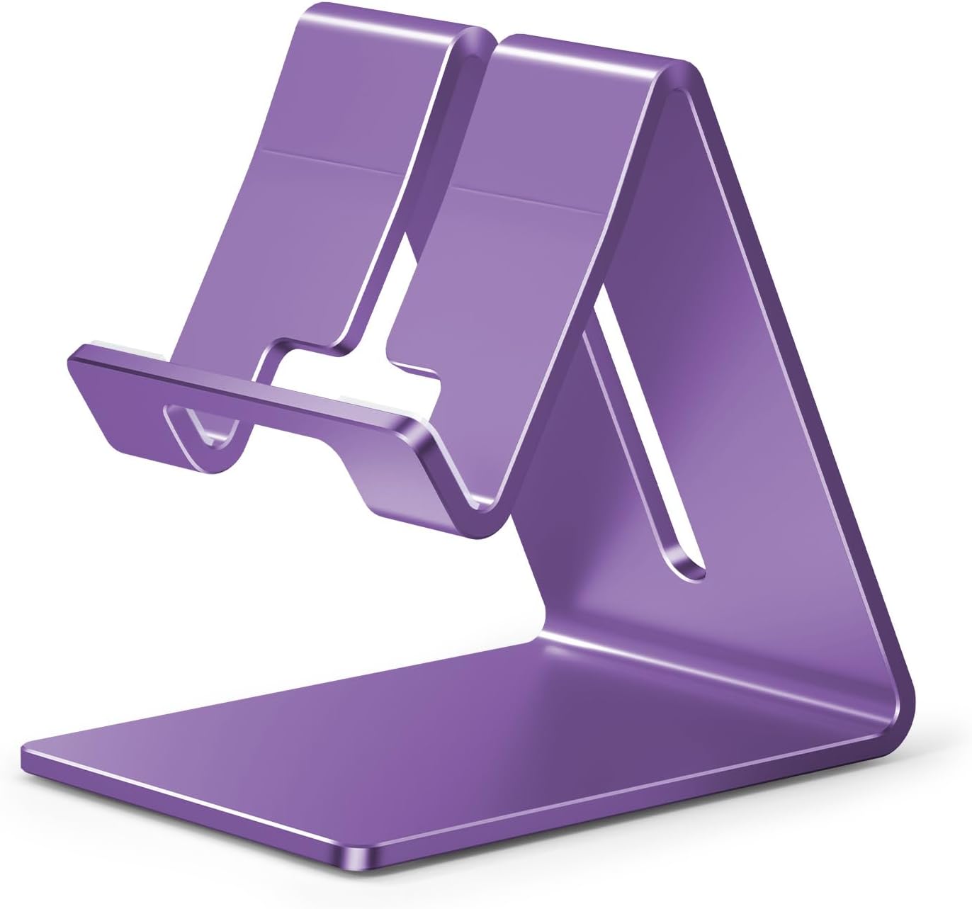 Desktop Cell Phone Stand Holder, Aluminum Solid Portable Universal Desk Stand for iPhone 16 15 14 13 12 11 X 8 7 6 Plus 5 Ipad 2 3 4 Mini Samsung Huawei All Mobile Smart Phone, Silver