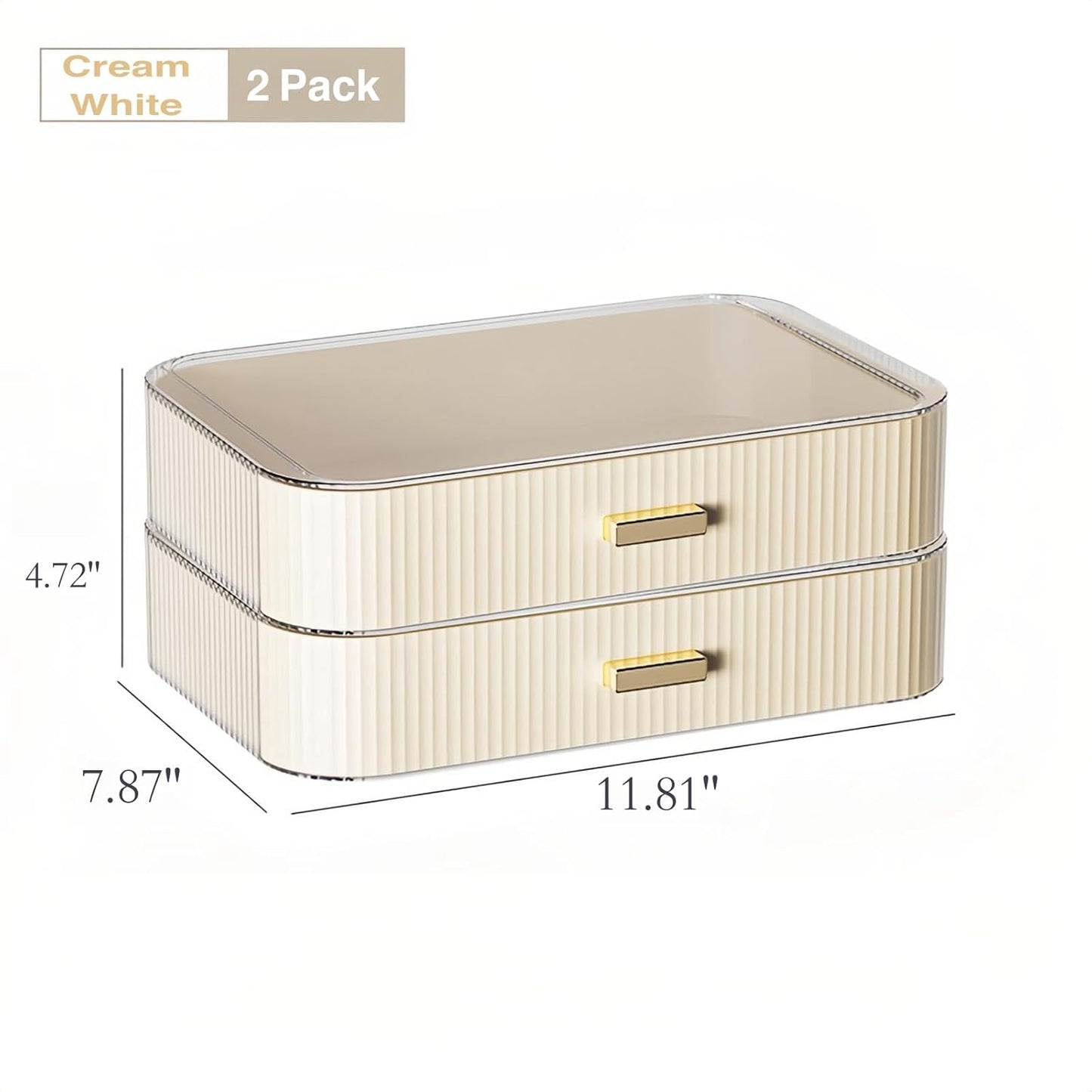 Stackable Cosmetics Organizer Drawers, Bathroom Vanity Makeup Organizers and Storage, Ideal for Desk and Dresser Countertops, Great for Palette, Skincare, Lipsticks, Nail Care. Green