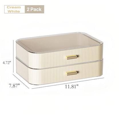 Stackable Cosmetics Organizer Drawers, Bathroom Vanity Makeup Organizers and Storage, Ideal for Desk and Dresser Countertops, Great for Palette, Skincare, Lipsticks, Nail Care. Green