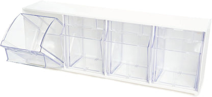 Deflecto Interlocking Tilt Bin, 9 Bin Unit, Clear and White, 23-5/8” x 3-5/16” x 2-5/8” (20903OP)