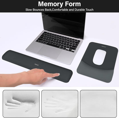 MOSISO Wrist Rest Support for Mouse Pad&Keyboard Set, Rectangular Ergonomic Mousepad Non-Slip Base Home/Office Pain Relief&Easy Typing Pad with Neoprene Cloth&Raised Silicone Lining, Green